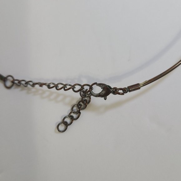 Copper beaded Necklace with wooden pendant - Picture 5 of 7